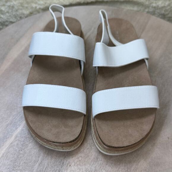 Madden Girl Lenna Womens Size 8 Sandals White Cushioned Strappy Slingback Shoes - Picture 1 of 11